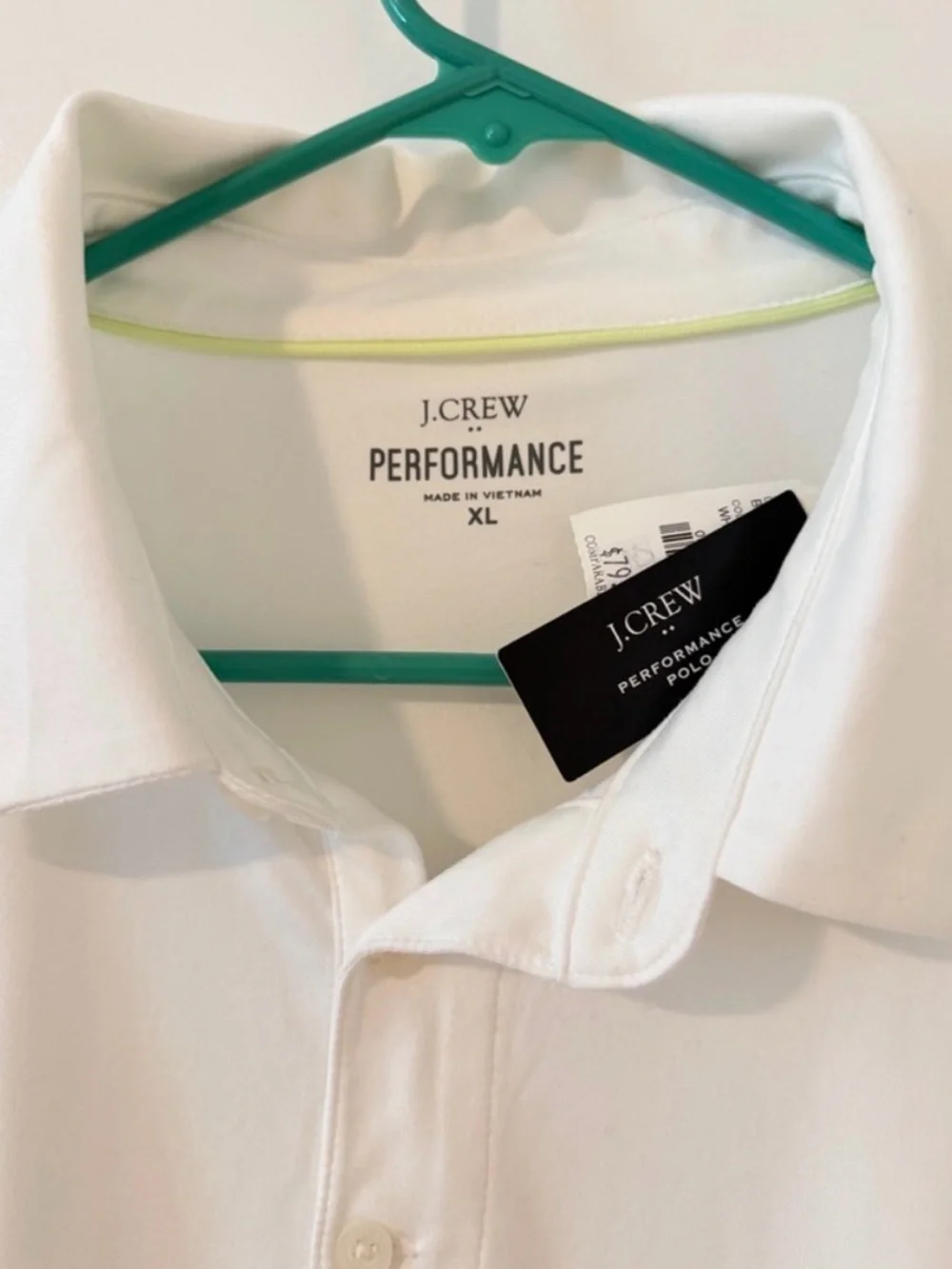 JCrew performance polo shirt in white, sz XL